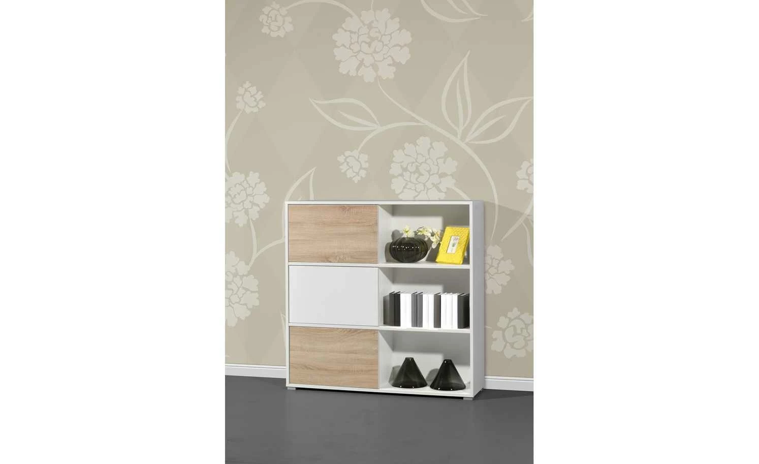 Schiebetürregal GW-Slide | Weiß / Eiche Sonoma (Nachbildung) 6 Schiebetürregal GW-Slide | Weiß / Eiche Sonoma (Nachbildung) – Bild 4