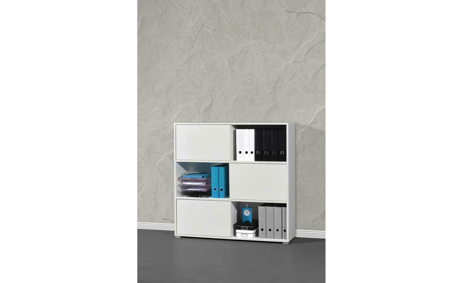 Schiebetürregal GW-Slide | Weiß / Eiche Sonoma (Nachbildung) 3 Schiebetürregal GW-Slide | Weiß / Eiche Sonoma (Nachbildung)