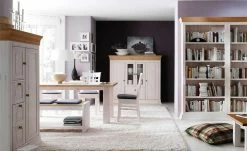 Bücherregal (Grundregal) Bornholm | Kiefer Weiß / Kiefer antikfarben 30,5|cm