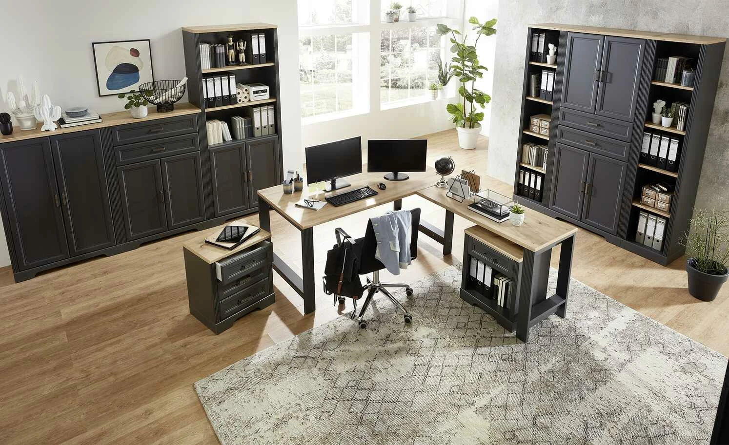 Regal Varese | Graphitgrau / Asteiche (Nachbildung) 4 Regal Varese | Graphitgrau / Asteiche (Nachbildung) – Bild 2