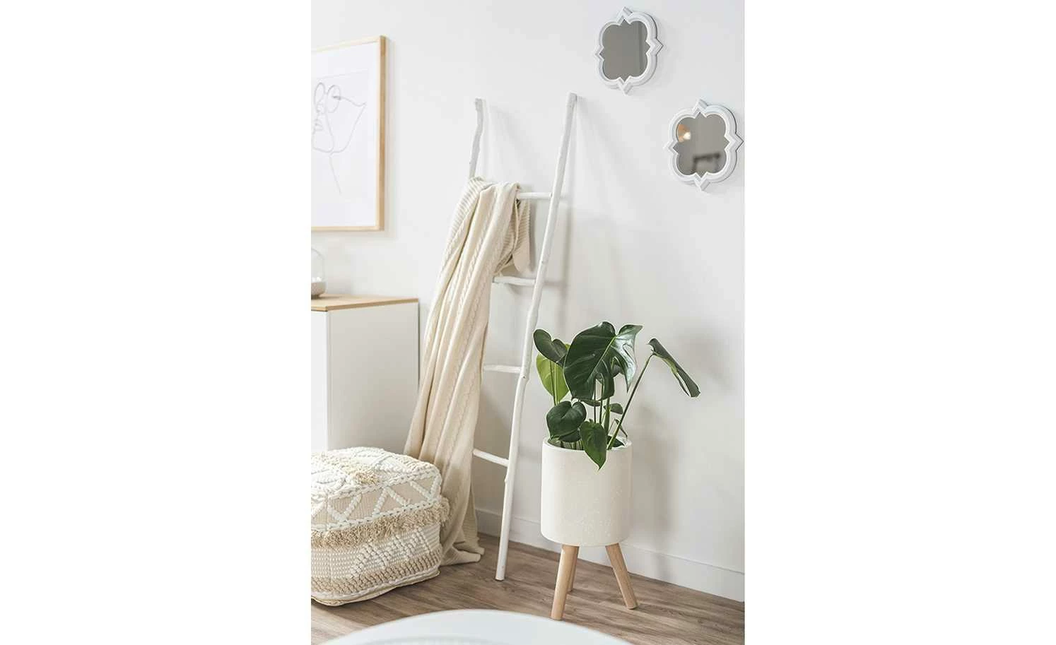 Dekoleiter Vezia | weiß gewaschen 4 Dekoleiter Vezia | weiß gewaschen – Bild 2