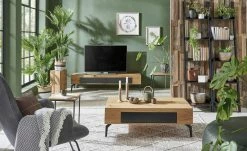 Leiterregal Kiefer massiv Tresa | Schwarz matt 45|cm