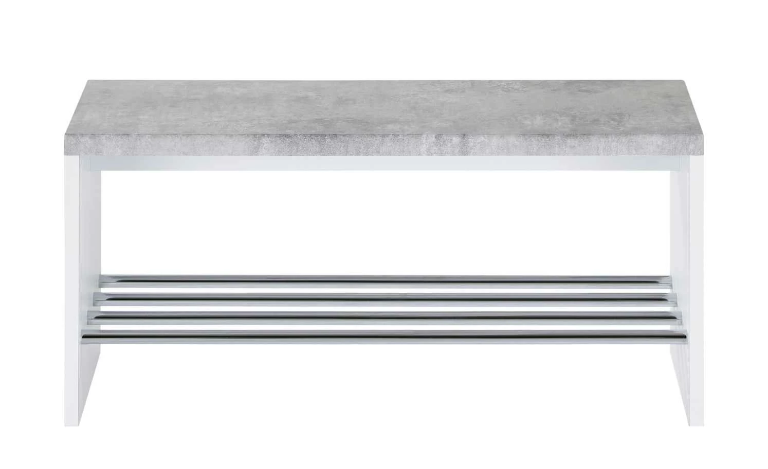 Bank mit Schuhablage Hagenow | Weiß / Beton (Nachbildung) 1|Stück 4 3 Bank mit Schuhablage Hagenow | Weiß / Beton (Nachbildung) 1|Stück 4